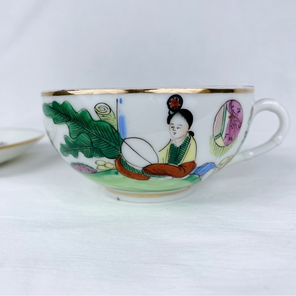 Vintage Chinese Hand-painted Teacup & Saucer - Picture 2 of 4